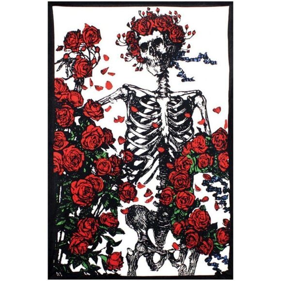 Bertha tapestry Grateful Dead skeleton roses festival sheet blanket - Picture 2 of 2